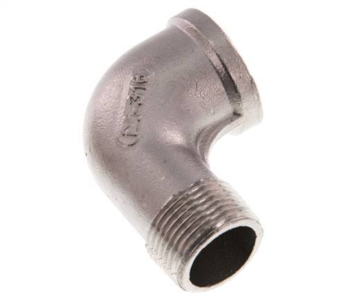 Rp 3/4'' x R 3/4'' F/M Codo de 90 grados de acero inoxidable 16 Bar