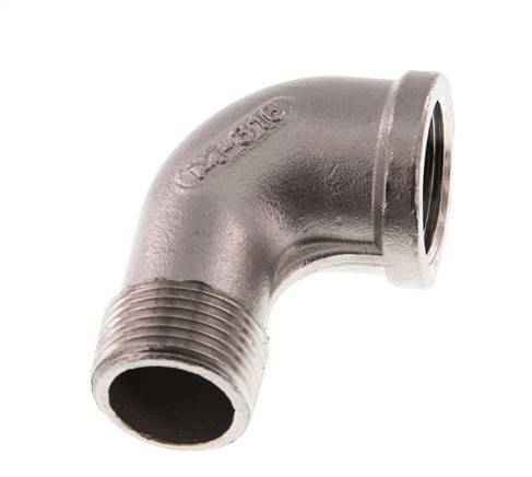 Rp 3/4'' x R 3/4'' F/M Codo de 90 grados de acero inoxidable 16 Bar