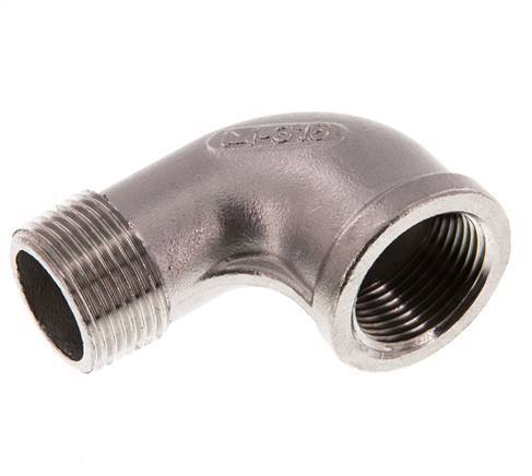 Rp 3/4'' x R 3/4'' F/M Codo de 90 grados de acero inoxidable 16 Bar