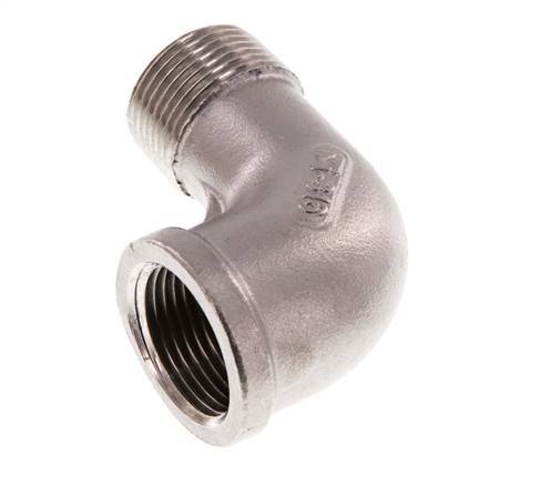 Rp 3/4'' x R 3/4'' F/M Codo de 90 grados de acero inoxidable 16 Bar