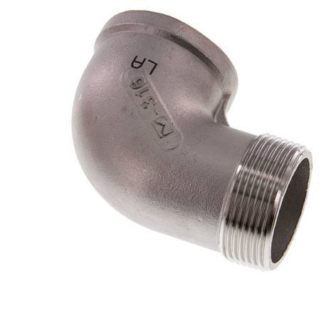 Rp 1 1/2'' x R 1 1/2'' F/M Codo de 90 grados de acero inoxidable 16 Bar