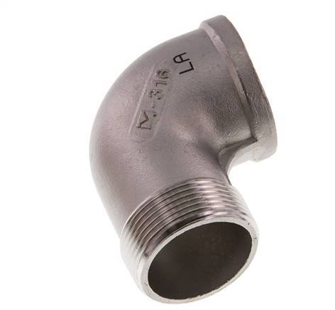 Rp 1 1/2'' x R 1 1/2'' F/M Codo de 90 grados de acero inoxidable 16 Bar