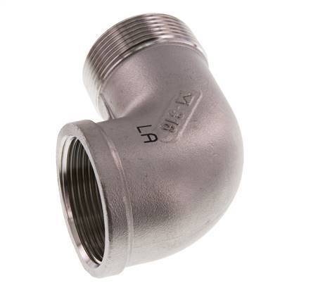 Rp 1 1/2'' x R 1 1/2'' F/M Codo de 90 grados de acero inoxidable 16 Bar