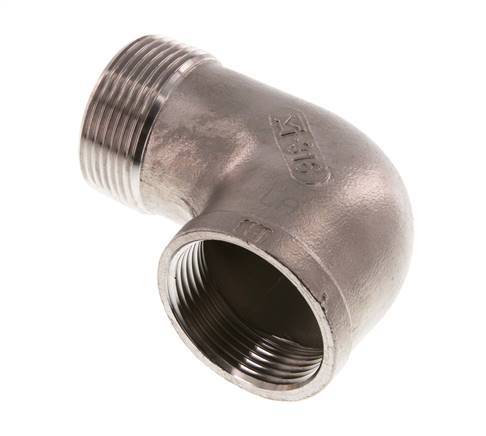 Rp 1 1/4'' x R 1 1/4'' F/M Codo de 90 grados de acero inoxidable 10 Bar