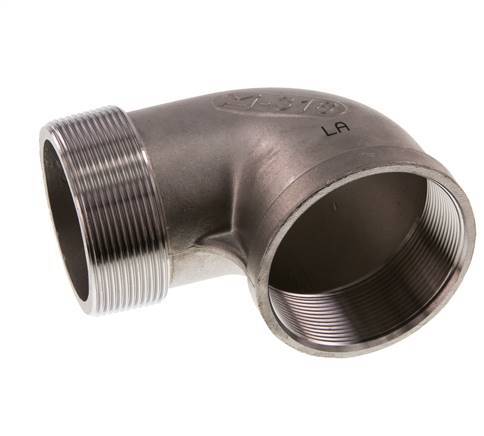 Rp 2 1/2'' x R 2 1/2'' F/M Codo de 90 grados de acero inoxidable 16 Bar