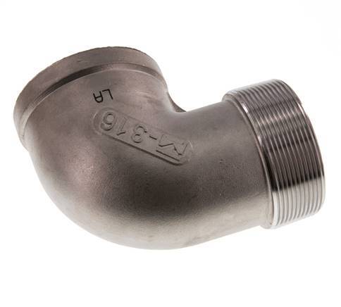 Rp 2 1/2'' x R 2 1/2'' F/M Codo de 90 grados de acero inoxidable 16 Bar