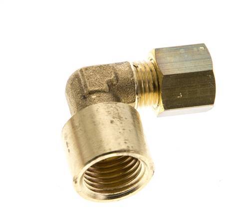 G 1/4'' x 6mm Codo de latón de 90 grados de compresión 150 Bar DIN EN 1254-2