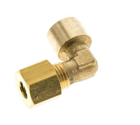 G 1/8'' x 6mm Brass 90 deg Elbow Compression Fitting 150 Bar DIN EN 1254-2 [2 Pieces]