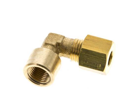 G 1/8'' x 6mm Brass 90 deg Elbow Compression Fitting 150 Bar DIN EN 1254-2 [2 Pieces]