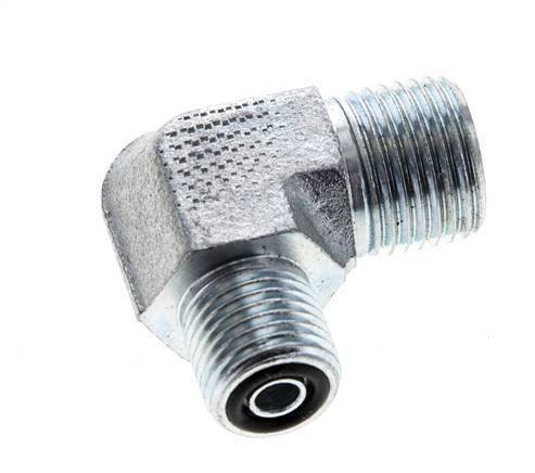 UN 11/16''-16 x UNF 9/16''-18 Macho Codo de 90 grados de acero galvanizado ORFS 630 Bar - Hidráulico