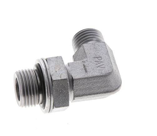 UNF 9/16''-18 x G 3/8'' Macho Codo de 90 grados de acero galvanizado ORFS 400 Bar - Hidráulico