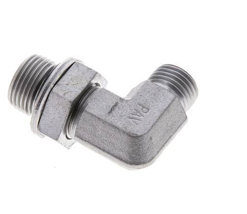 UNF 9/16''-18 x G 3/8'' Macho Codo de 90 grados de acero galvanizado ORFS 400 Bar - Hidráulico
