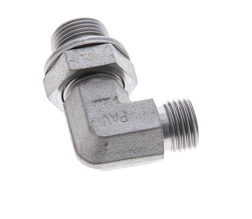 UNF 9/16''-18 x G 3/8'' Macho Codo de 90 grados de acero galvanizado ORFS 400 Bar - Hidráulico