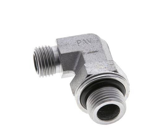 UNF 9/16''-18 x G 3/8'' Macho Codo de 90 grados de acero galvanizado ORFS 400 Bar - Hidráulico