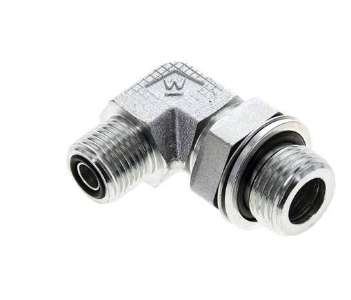 UN 11/16''-16 x G 1/2'' Macho Codo de 90 grados de acero galvanizado ORFS 400 Bar - Hidráulico