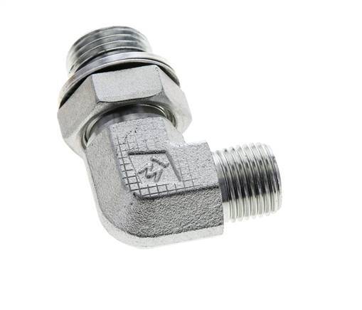 UN 11/16''-16 x G 1/2'' Macho Codo de 90 grados de acero galvanizado ORFS 400 Bar - Hidráulico