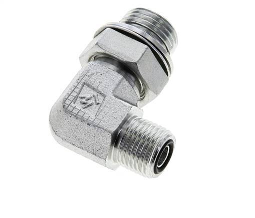 UN 11/16''-16 x G 1/2'' Macho Codo de 90 grados de acero galvanizado ORFS 400 Bar - Hidráulico