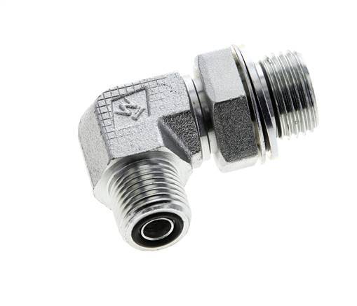 UN 11/16''-16 x G 1/2'' Macho Codo de 90 grados de acero galvanizado ORFS 400 Bar - Hidráulico