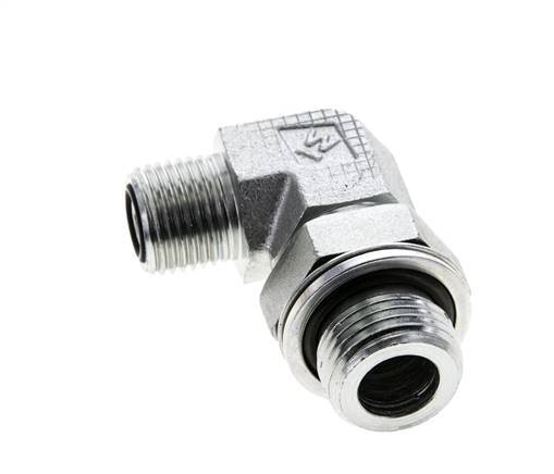 UN 11/16''-16 x G 1/2'' Macho Codo de 90 grados de acero galvanizado ORFS 400 Bar - Hidráulico