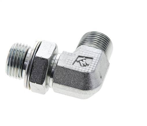 UN 13/16''-16 x G 1/2'' Macho Codo de 90 grados de acero galvanizado ORFS 400 Bar - Hidráulico