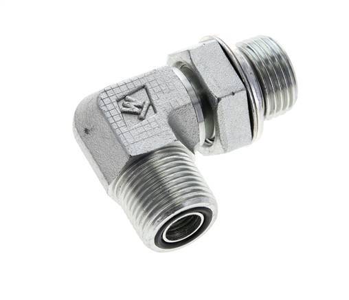 UN 13/16''-16 x G 1/2'' Macho Codo de 90 grados de acero galvanizado ORFS 400 Bar - Hidráulico