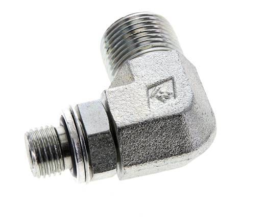 UN 13/16''-16 x G 1/4'' Macho Codo de 90 grados de acero galvanizado ORFS 400 Bar - Hidráulico