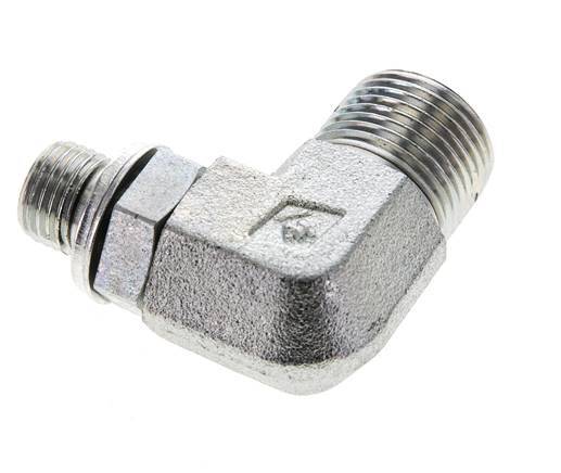 UN 13/16''-16 x G 1/4'' Macho Codo de 90 grados de acero galvanizado ORFS 400 Bar - Hidráulico