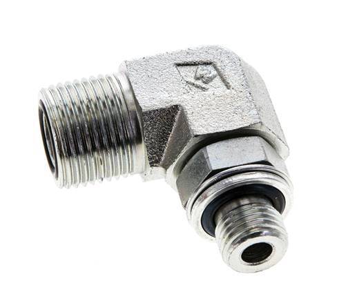 UN 13/16''-16 x G 1/4'' Macho Codo de 90 grados de acero galvanizado ORFS 400 Bar - Hidráulico