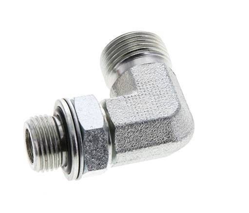 UN 13/16''-16 x G 3/8'' Macho Codo de 90 grados de acero galvanizado ORFS 400 Bar - Hidráulico