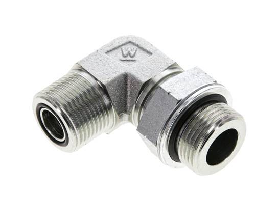 UNS 1''-14 x G 3/4'' Macho Codo de 90 grados de acero galvanizado ORFS 400 Bar - Hidráulico