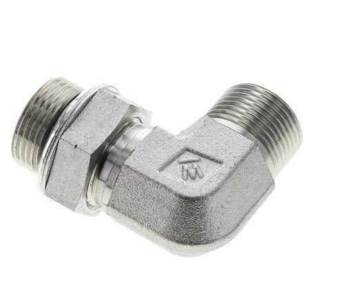UNS 1''-14 x G 3/4'' Macho Codo de 90 grados de acero galvanizado ORFS 400 Bar - Hidráulico