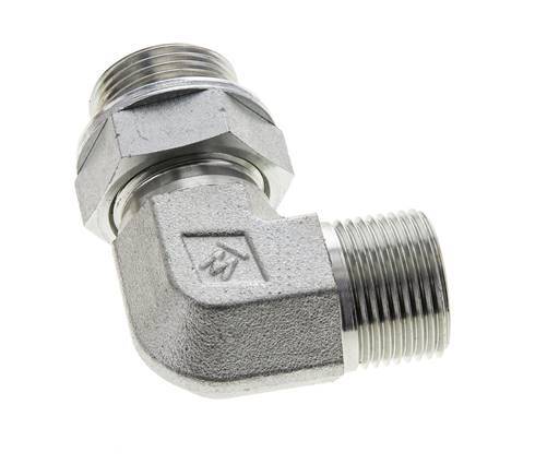 UNS 1''-14 x G 3/4'' Macho Codo de 90 grados de acero galvanizado ORFS 400 Bar - Hidráulico