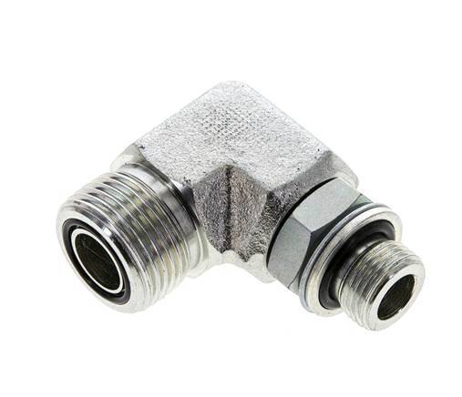 UNS 1''-14 x G 3/8'' Macho Codo de 90 grados de acero galvanizado ORFS 400 Bar - Hidráulico