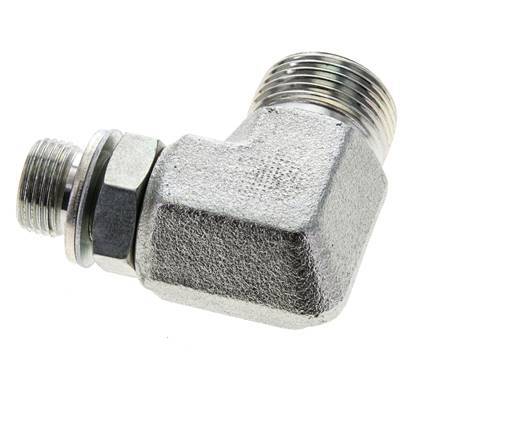 UNS 1''-14 x G 3/8'' Macho Codo de 90 grados de acero galvanizado ORFS 400 Bar - Hidráulico