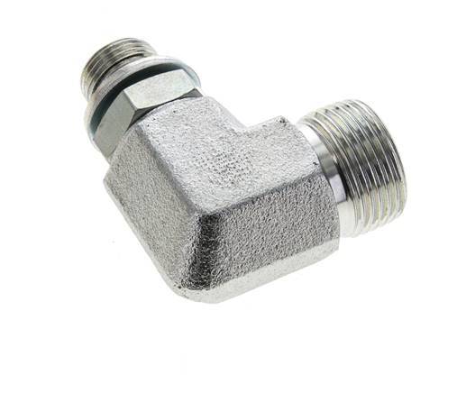 UNS 1''-14 x G 3/8'' Macho Codo de 90 grados de acero galvanizado ORFS 400 Bar - Hidráulico