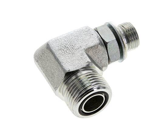 UNS 1''-14 x G 3/8'' Macho Codo de 90 grados de acero galvanizado ORFS 400 Bar - Hidráulico