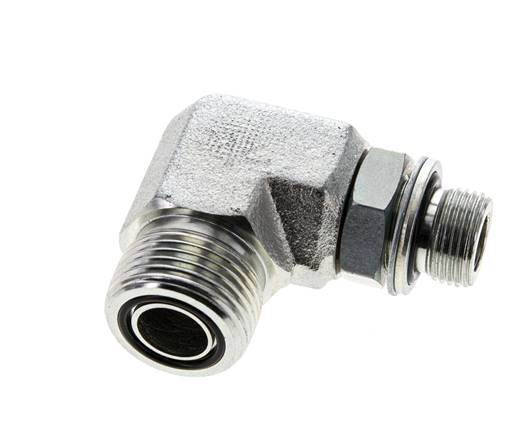UNS 1''-14 x G 3/8'' Macho Codo de 90 grados de acero galvanizado ORFS 400 Bar - Hidráulico