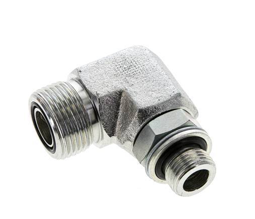 UNS 1''-14 x G 3/8'' Macho Codo de 90 grados de acero galvanizado ORFS 400 Bar - Hidráulico