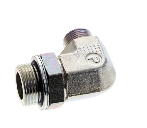 Codo de 90 grados de acero galvanizado UNS 1''-14 x G 1'' macho ORFS 315 Bar - Hidráulico