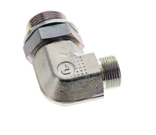 Codo de 90 grados de acero galvanizado UNS 1''-14 x G 1'' macho ORFS 315 Bar - Hidráulico