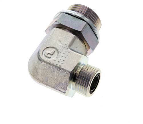Codo de 90 grados de acero galvanizado UNS 1''-14 x G 1'' macho ORFS 315 Bar - Hidráulico