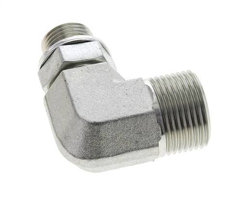UN 1-3/16''-12 x G 1/2'' Macho Codo de 90 grados de acero galvanizado ORFS 400 Bar - Hidráulico
