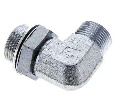 UN 1-3/16''-12 x G 1'' Macho Codo de 90 grados de acero galvanizado ORFS 315 Bar - Hidráulico