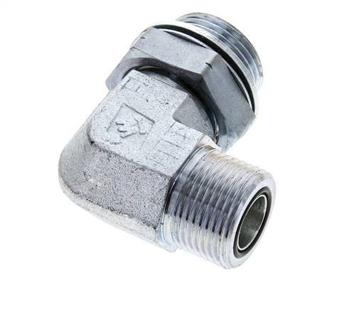 UN 1-3/16''-12 x G 1'' Macho Codo de 90 grados de acero galvanizado ORFS 315 Bar - Hidráulico