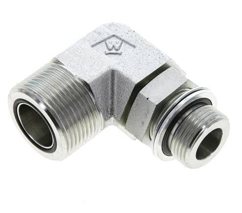UN 1-7/16''-12 x G 3/4'' Macho Codo de 90 grados de acero galvanizado ORFS 315 Bar - Hidráulico