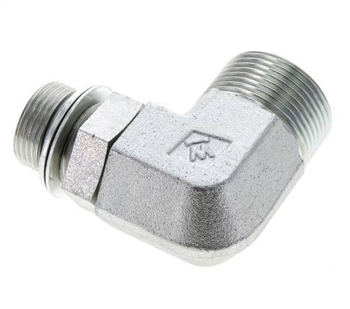 UN 1-7/16''-12 x G 3/4'' Macho Codo de 90 grados de acero galvanizado ORFS 315 Bar - Hidráulico