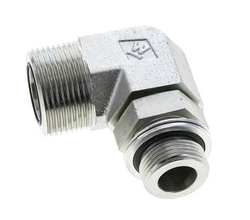 UN 1-7/16''-12 x G 3/4'' Macho Codo de 90 grados de acero galvanizado ORFS 315 Bar - Hidráulico