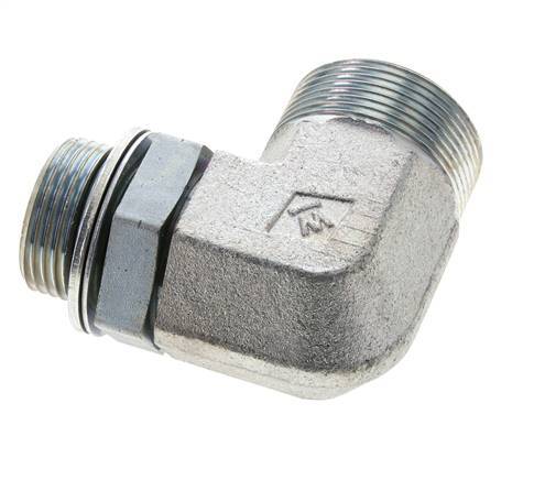 UN 1-11/16''-12 x G 1'' Macho Codo de 90 grados de acero galvanizado ORFS 250 Bar - Hidráulico