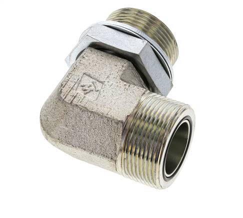 UN 1-11/16''-12 x G 1 1/4'' Macho Codo de 90 grados de acero galvanizado ORFS 250 Bar - Hidráulico