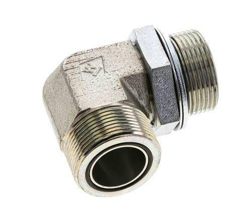 UN 1-11/16''-12 x G 1 1/4'' Macho Codo de 90 grados de acero galvanizado ORFS 250 Bar - Hidráulico